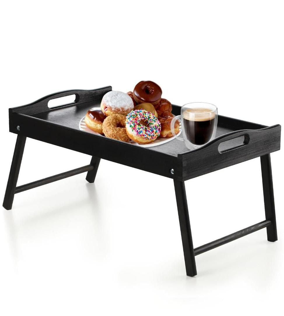 Plateau Pliable Noir – Petit Déjeuner au Lit ou au Salon