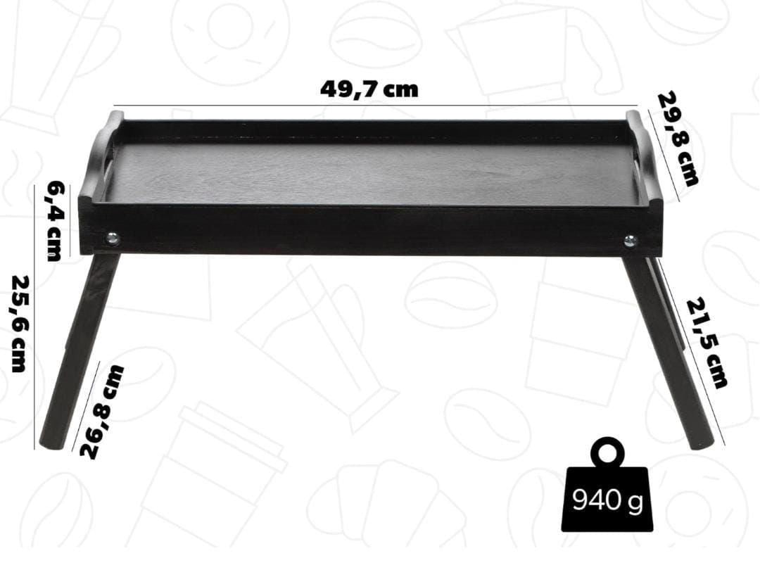 Plateau Pliable Noir – Petit Déjeuner au Lit ou au Salon