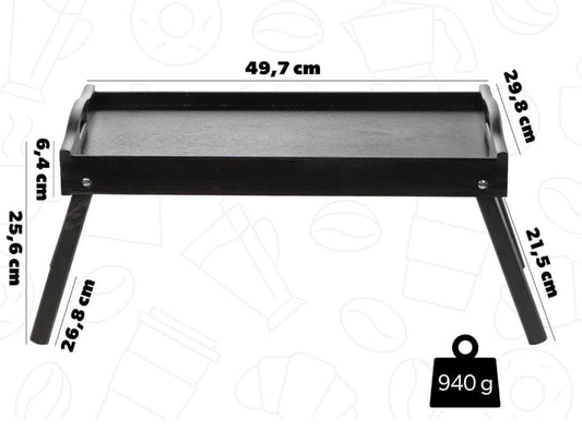 Plateau Pliable Noir – Petit Déjeuner au Lit ou au Salon