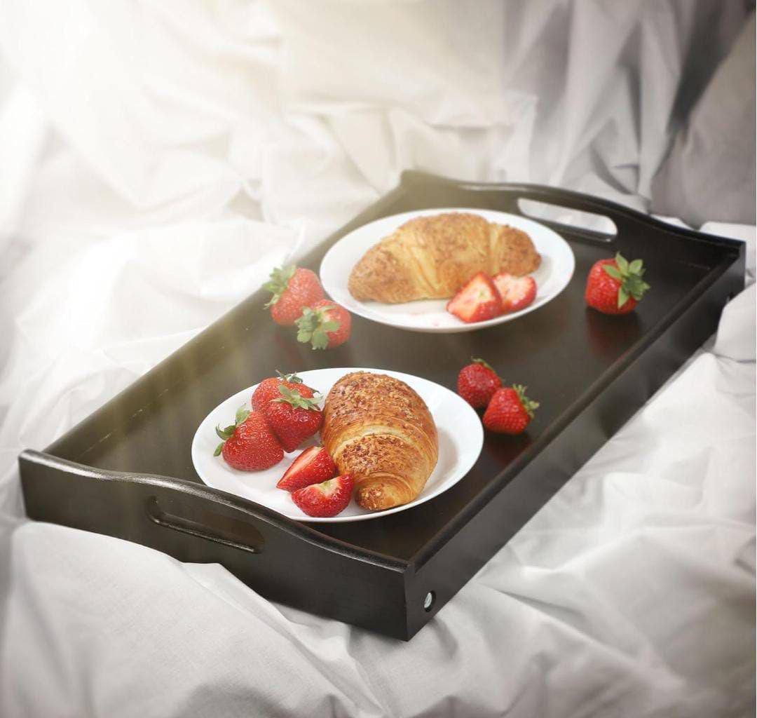 Plateau Pliable Noir – Petit Déjeuner au Lit ou au Salon