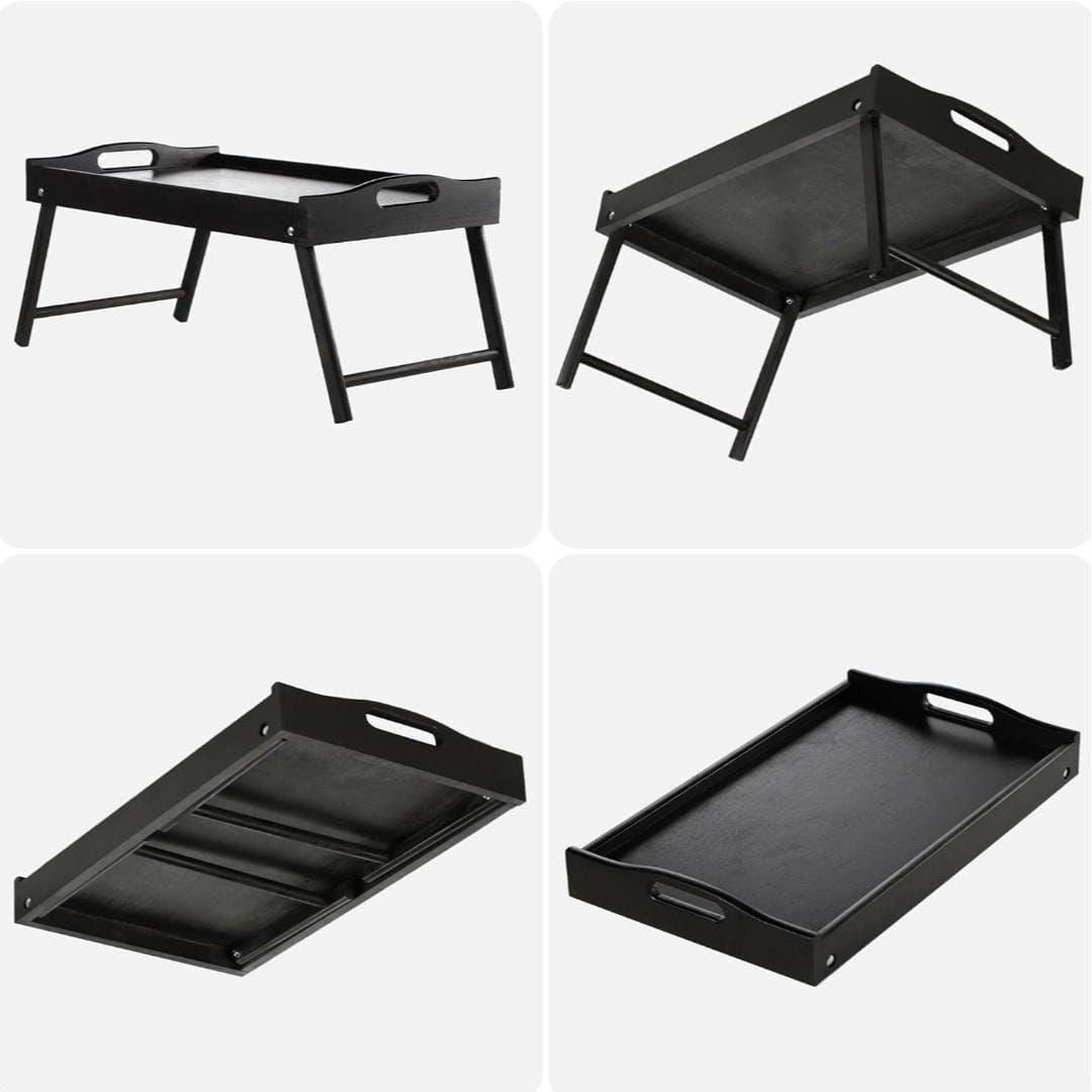Plateau Pliable Noir – Petit Déjeuner au Lit ou au Salon